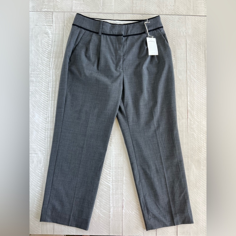 Women’s J Crew Preppy Crochet-trimmed pleated trouser in Heather Coal Size 8 NWT